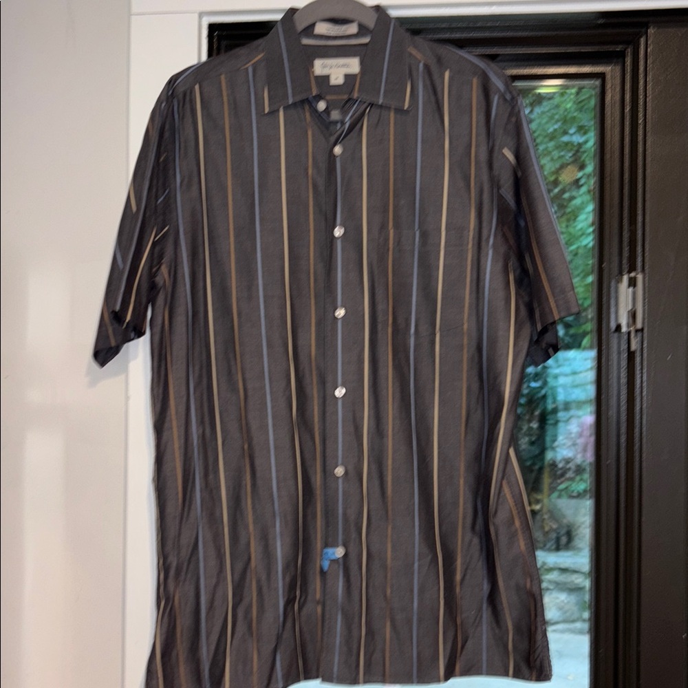 John W. Nordstrom Striped Short Sleeve Button Down size M